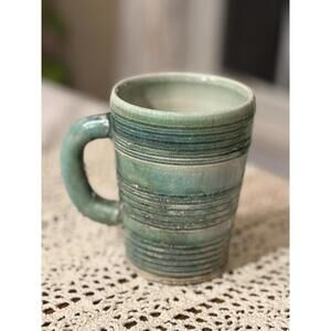 Beautiful Green Signed Studio Art Pottery Stoneware Mug